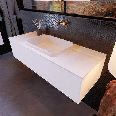 Badkamermeubelset Mondiaz Erin 120 cm met 1 Lade met RIDGE Wastafel Midden Talc Zonder Kraangaten Greeploos Mat Carrara Badkamermeubelset Mondiaz Erin 120 cm met 1 Lade met RIDGE Wastafel Midden Talc Zonder Kraangaten Greeploos Mat Carrara