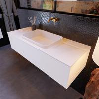 Badkamermeubelset Mondiaz Erin 120 cm met 1 Lade met RIDGE Wastafel Midden Talc Zonder Kraangaten Greeploos Mat Carrara - thumbnail