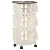 vidaXL Keukentrolley wit en taupe - thumbnail