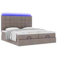 Ottoman bed met matrassen en LED's 180x200cm stof taupe - thumbnail