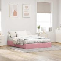 Ottoman bedframe zonder matras 140x200 cm fluweel roze - thumbnail