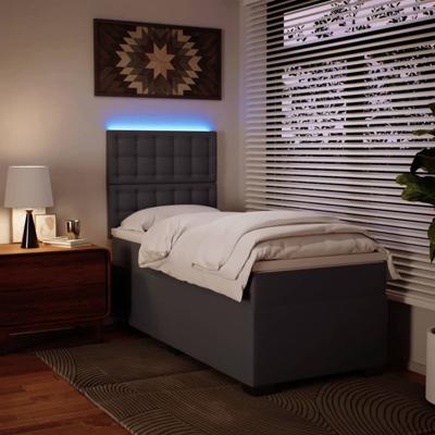 Boxspring met matras kunstleer grijs 180x200 cm - thumbnail