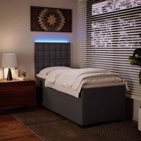 Boxspring met matras kunstleer grijs 80x200 cm - thumbnail