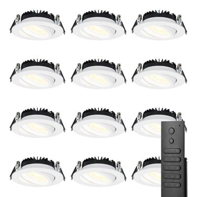 12x LED inbouwspots Rome - Wit - 6 Watt 500 lumen - Kantelbaar - Dimbaar - 2700K warm wit - IP44 Waterdicht - Inclusief afstandsbediening - Geringe inbouwdiepte