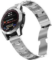 By Qubix - Titanium schakelband - Zilver - Compatible met Garmin Fenix 7X / 6X / 5X - Compatible Garmin bandje - thumbnail