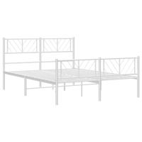 Bedframe met hoofd- en voeteneinde metaal wit 150x200 cm - thumbnail