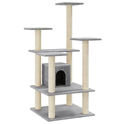 VidaXL Kattenkrabpaal met sisal krabpalen 110 cm lichtgrijs