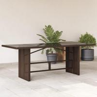 Tuintafel met glazen blad 190x80x74 cm poly rattan bruin - thumbnail