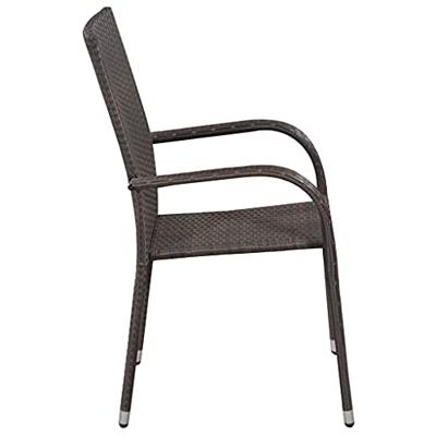Tuinstoelen stapelbaar 6 st poly rattan bruin