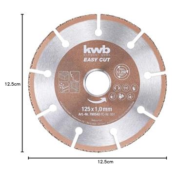 kwb 790540 Doorslijpschijf recht 125 mm 1 stuk(s) Hout, Kunststof, Koper