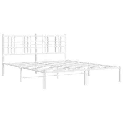 Bedframe met hoofdbord metaal wit 160x200 cm