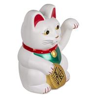 Zwaaiende Lucky Cat - Wit - thumbnail