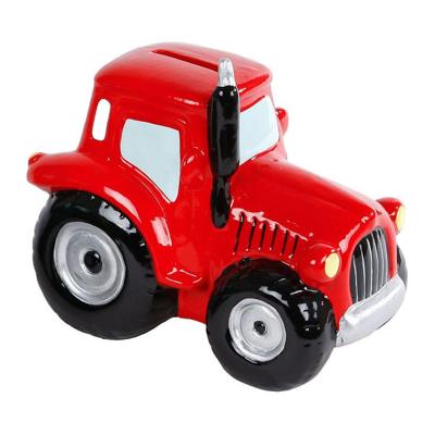 Kids Globe spaarpot tractor groen/rood a2 aardew 16,6x11x13,8cm