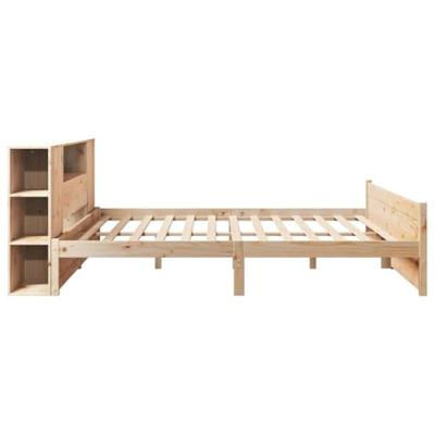 Bed met boekenkast zonder matras massief grenenhout 200x200 cm