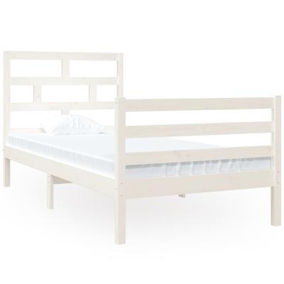 Bedframe massief hout wit 90x190 cm