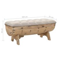 Opslagbank 103x51x44 cm massief hout en stof - thumbnail