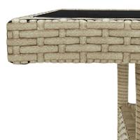 Tuintafel poly rattan en glas beige - thumbnail