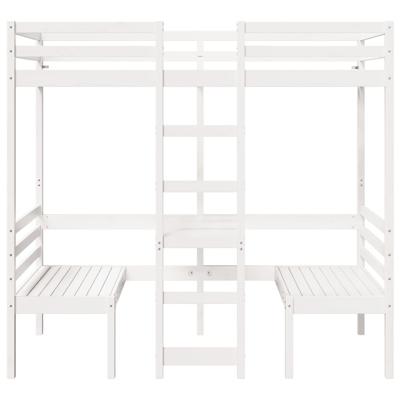 Hoogslaper met bureau en stoelen grenenhout wit 90x200cm