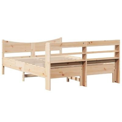 Bedframe met hoofdbord massief grenenhout 135x190 cm