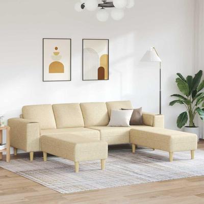 Bankstel 3 pcs Crème Stof