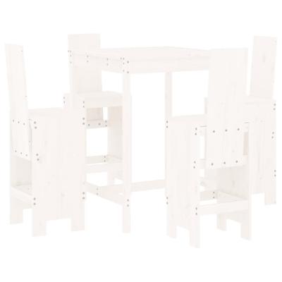 5-delige Barset massief grenenhout wit - thumbnail