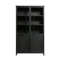 WOOOD Industriële Vitrinekast 'Exhibit' 170 x 99cm, kleur Zwart - thumbnail