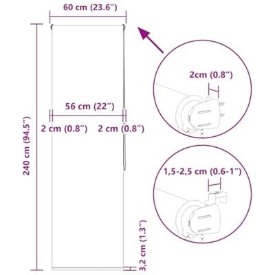 Doucherolgordijn 60x240 cm stofbreedte 56 cm