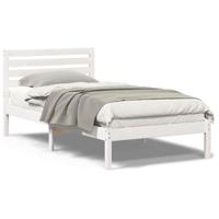 Bedframe met hoofdeinde Wit 90 x 190 cm Massief grenenhout - thumbnail