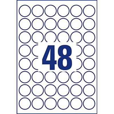 Avery Zweckform ronde etiketten, diameter 30 mm, wit, afneembaar, 480 etiketten, 10 vellen