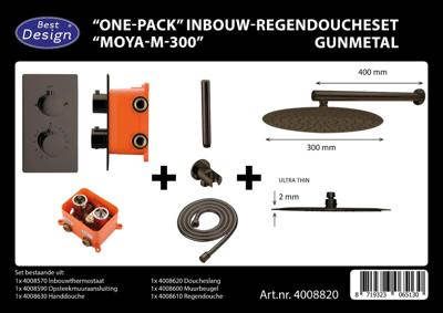 Best Design Best-Design "One-Pack" Inbouw-Regendoucheset "Moya-M-300" Gunmetal