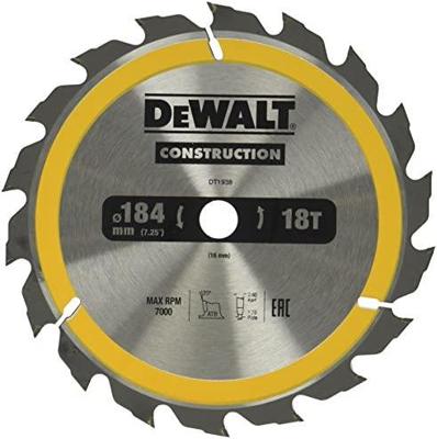 DeWALT Cirkelzaagblad voor Hout | Construction | Ø 184mm Asgat 16mm 18T - DT1938-QZ