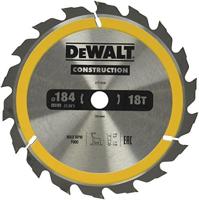 DeWALT Cirkelzaagblad voor Hout | Construction | Ø 184mm Asgat 16mm 18T - DT1938-QZ - thumbnail