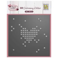 Nellie's Choice • embossing folder pixel heart 15x15cm - thumbnail