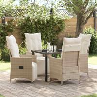5-delige tuinset met kussens in beige poly rattan - thumbnail