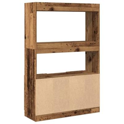 Hoge kast 92x33x140 cm bewerkt hout oud houtkleurig