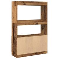 Hoge kast 92x33x140 cm bewerkt hout oud houtkleurig - thumbnail
