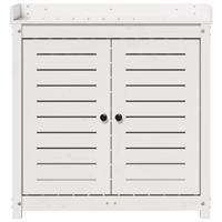 Oppottafel met schappen 82,5x50x86,5 cm massief grenenhout wit - thumbnail