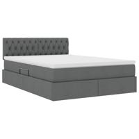 Opbergbed met matras Donkergrijs 140 x 190 cm Bewerkt hout - thumbnail