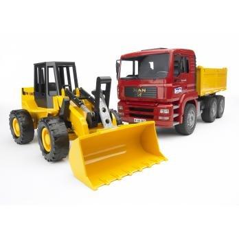 bruder MAN TGA kiepauto met FR130 wiellader modelvoertuig - thumbnail