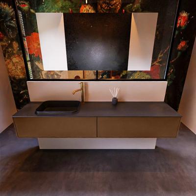 Badkamermeubelset Mondiaz Erin 200 cm met 2 Lades met RIDGE Wastafel Links Urban met 1 kraangat Greeploos Mat Rust Badkamermeubelset Mondiaz Erin 200 cm met 2 Lades met RIDGE Wastafel Links Urban met 1 kraangat Greeploos Mat Rust