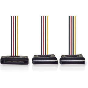 Nedis Interne Voedingskabel | SATA 15-Pins Male | 2x SATA 15-Pins Female | Verguld | 0.15 m | Rond | PVC | Multicolour | Doos - CCGB73190VA015