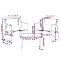 3-delige Loungeset met kussens staal antracietkleurig - thumbnail