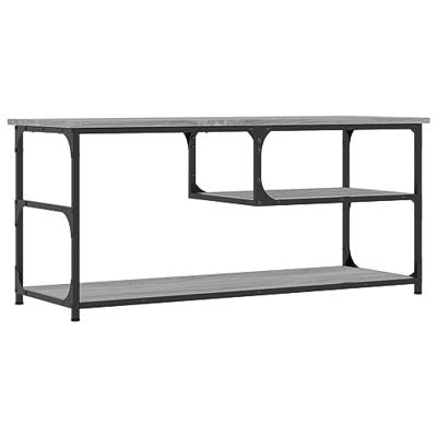 Tv-meubel 103x38x46,5 cm en bewerkt hout staal grijs sonoma