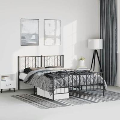 Bedframe met hoofd- en voeteneinde metaal zwart 193x203 cm Bedframe met hoofd- en voeteneinde metaal zwart 193x203 cm