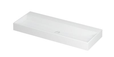Wastafel United Porselein zonder kraangat incl. porseleinen click plug en verborgen overloop systeem 120 cm x 45 cm x 11 cm Mat wit 0206092