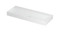 Wastafel United Porselein zonder kraangat incl. porseleinen click plug en verborgen overloop systeem 120 cm x 45 cm x 11 cm Mat wit 0206092 - thumbnail