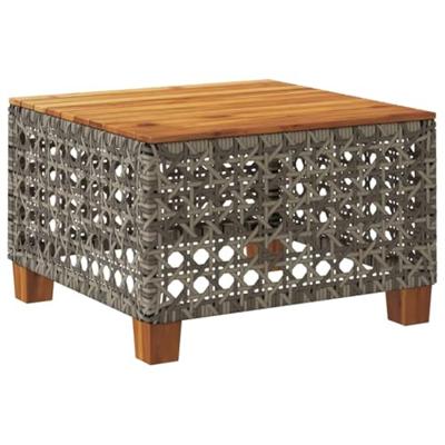 Tuintafel 55x55x36 cm poly rattan en acaciahout grijs
