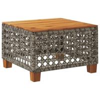 Tuintafel 55x55x36 cm poly rattan en acaciahout grijs - thumbnail