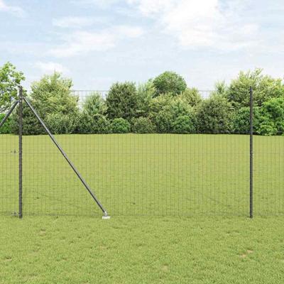VidaXL Hek met paal grijs 1,5 x 10 m staal en pvc