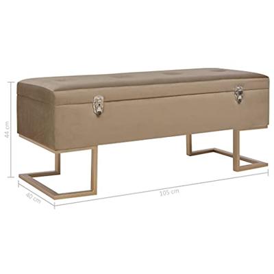 Bankje met opbergvak 105 cm fluweel beige Bankje met opbergvak 105 cm fluweel beige